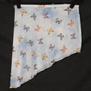 Y2K Butterfly Print Asymmetrical Mini Skirt W/ Handkerchief Hem 13.5 inch waist